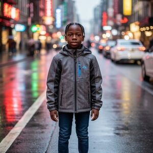 Snozo Gray Hooded Jacket with Blue Zipper size 7 New